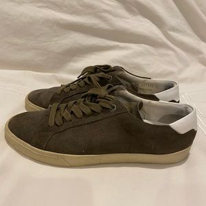 Saint Laurent low top olive suede sneaker